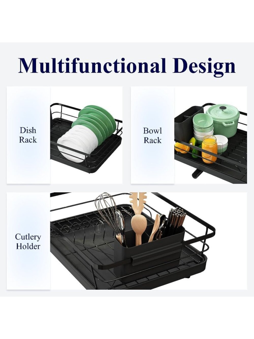 Kitchen Kitsure Dish Drying Rack Space-Saving Dish Rack, Dish Racks for Counter - Picture 6 of 7